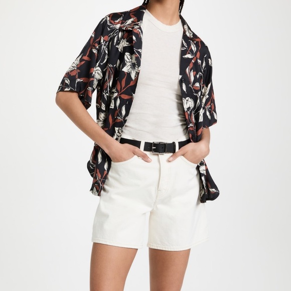 Rag & Bone Mare Hawaiian Button Down Short Sleeve Silk Blend Shirt Size Small - Picture 5 of 13